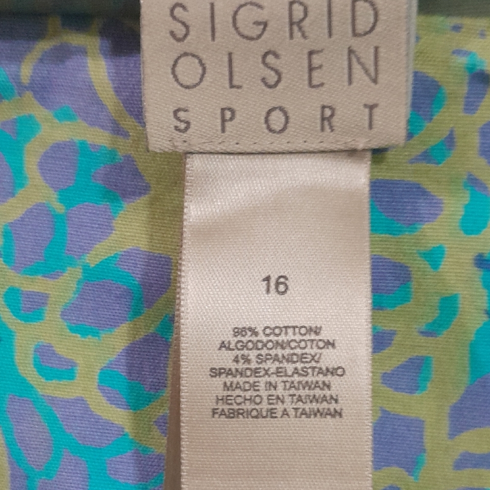 Sigrid Olsen Sport Vibrant Blue, Green And Lavender Patterned Skirt Size 16 - Picture 2 of 4